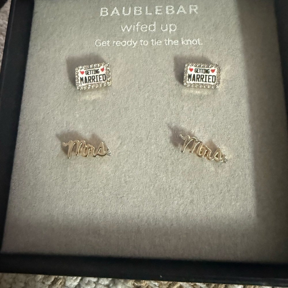 NWOT- BaubleBar Gold and Silver “Wifed Up” Earrings Collection